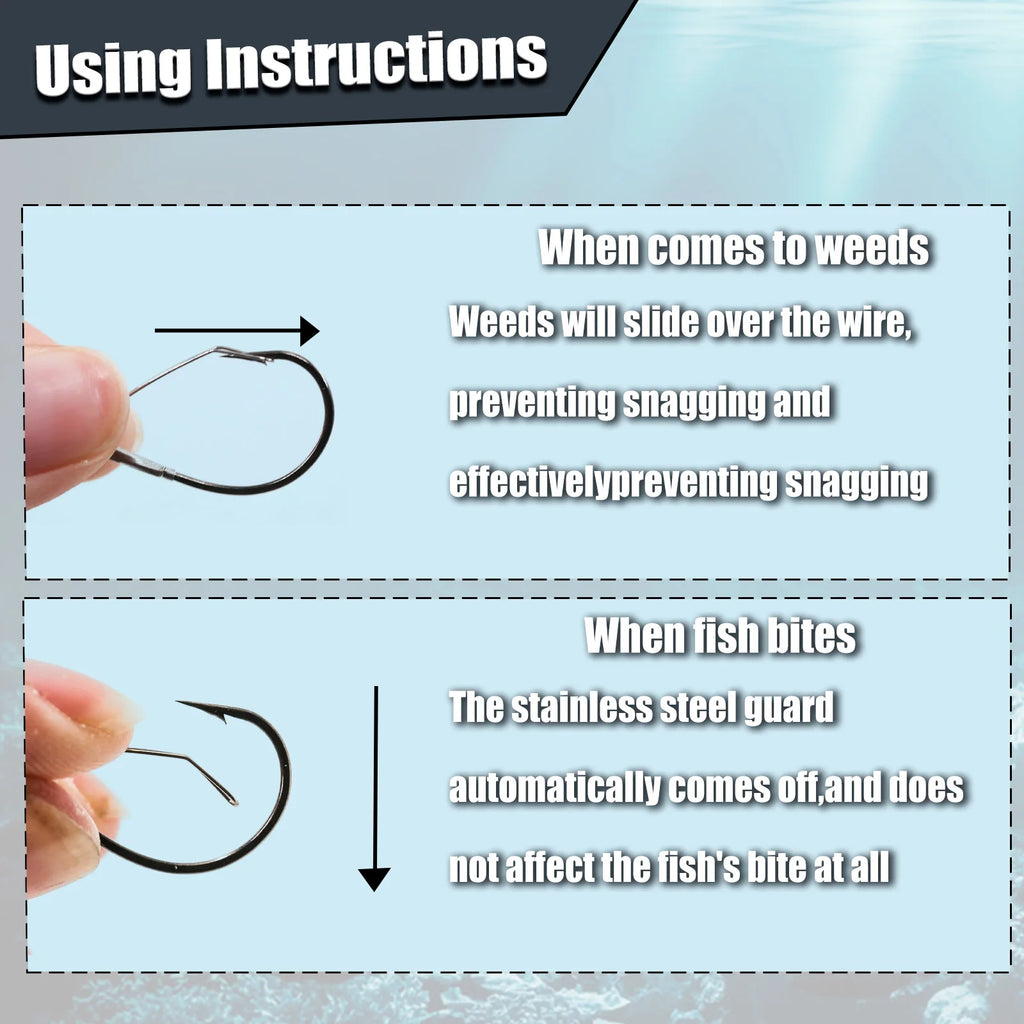 25-100Pcs Weedless Drop Shot Hooks Wacky Rig Worm Hook Sea Bass Fishing Tackle for Soft Lure Wacky Rigging