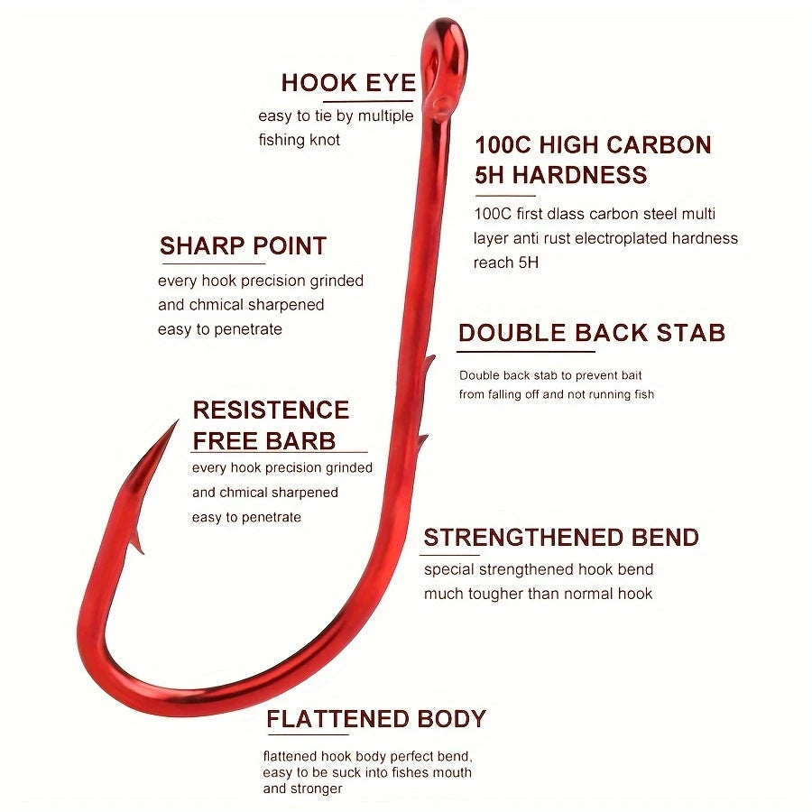 professional red fishing hook