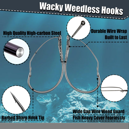 25-100Pcs Weedless Drop Shot Hooks Wacky Rig Worm Hook Sea Bass Fishing Tackle for Soft Lure Wacky Rigging