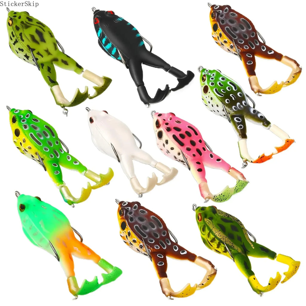 3pcs Topwater Frog Lures, silicone floating bait