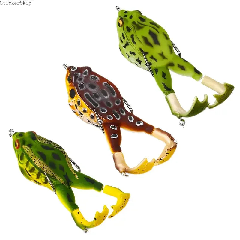 3pcs Topwater Frog Lures, silicone floating bait